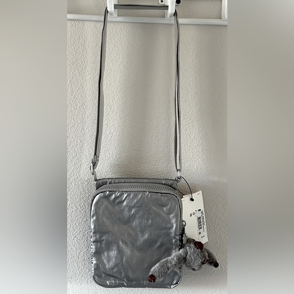 💜SOLD💜Kipling New Eleorado Mini Crossbody Bag Smooth Silver Metallic - Picture 2 of 15